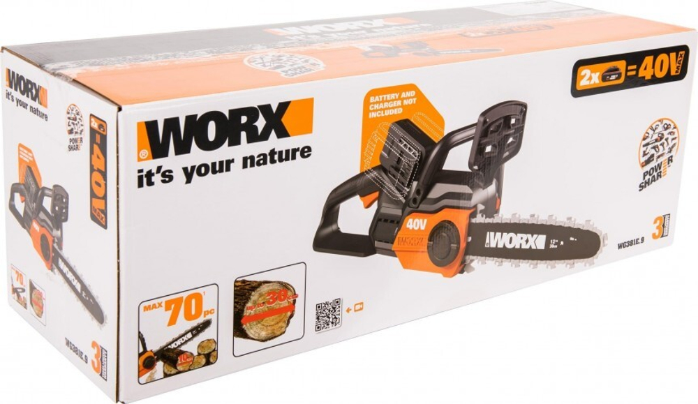 Пила цепная аккумуляторная Worx WG381E.9 без АКБ и ЗУ WG381E.9