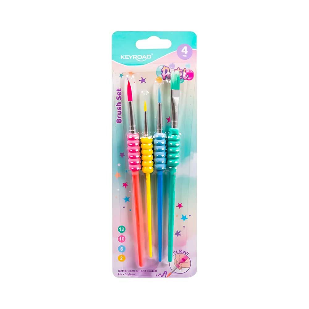 Кисть СИНТЕТИКА набор (№2,6,10 кругл. №12 плоск.) КЕЙРОАД Пастель (KR973093)