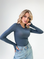 Лонгслив 2024 однотонный с вырезом под палец