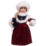 Снегурочка музыкальная «Новогодний день» 30 см в бордовой шубке