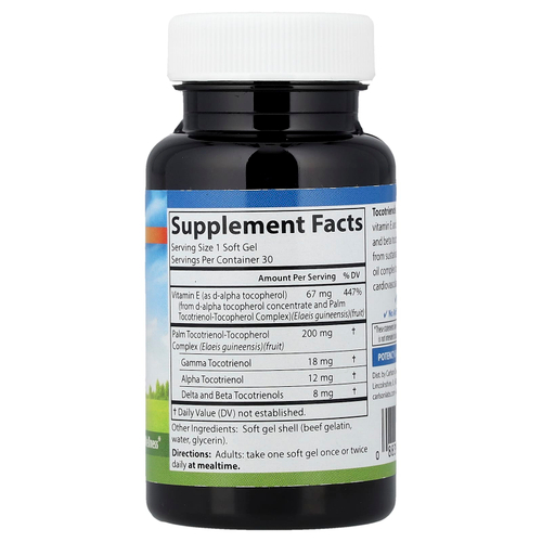 Carlson, токотриенолы с витамином Е, 30 капсул