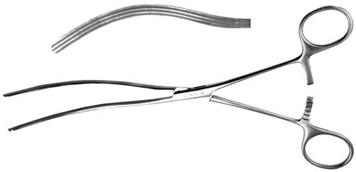 ТМ- З-40-2 Зажим кишечный эластичный д/взрослых изогнутый, 235 мм (НОВОЕ ИСПОЛНЕНИЕ)