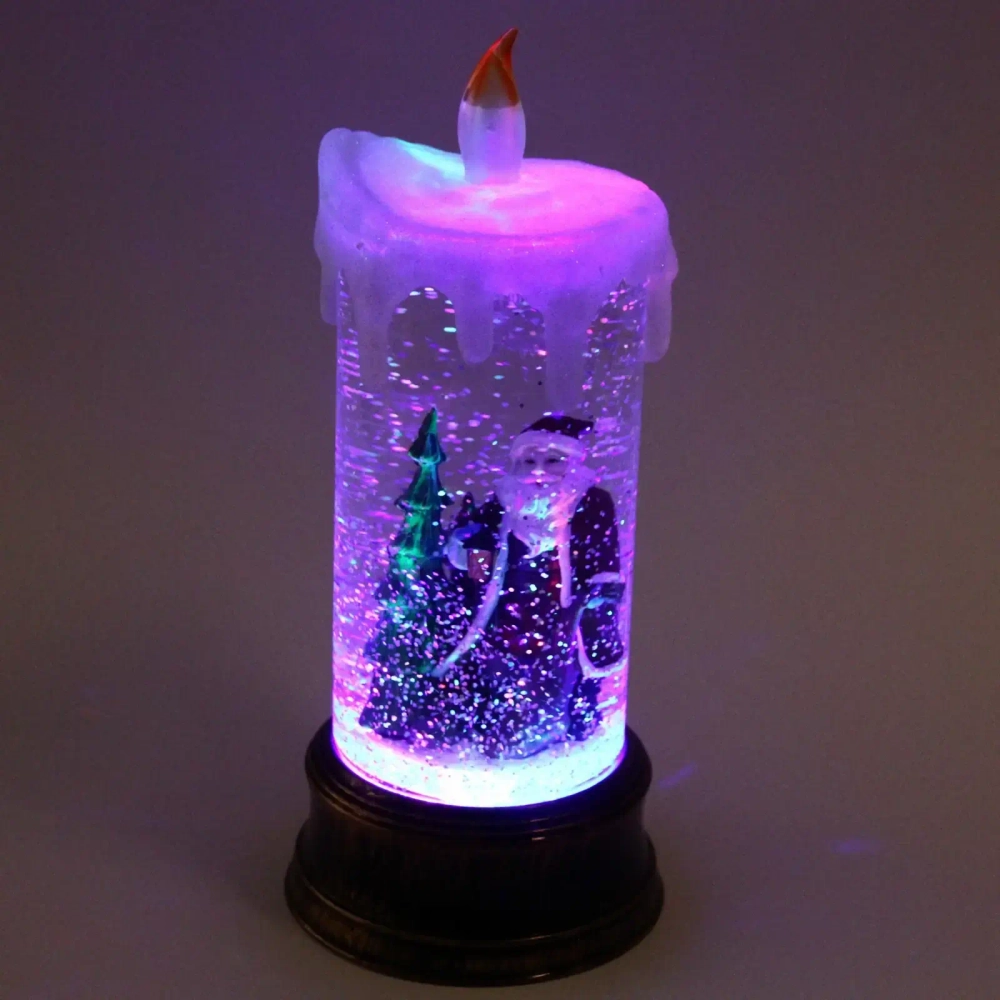 Сувенир с подсветкой «Свеча с компанией снеговиков» 26 см