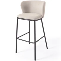 Ciselia Барный стул из бежевой синели и черной стали 75 см
