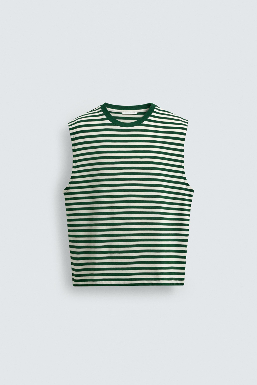ZARA ЖАККАРДОВАЯ МАЙКА В ПОЛОСКУ, ЗЕЛЕНЫЙ/ЭКРЮ