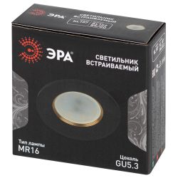 Встраиваемый светильник алюминиевый ЭРА KL107 BK/GD MR16 GU5.3 черный золото