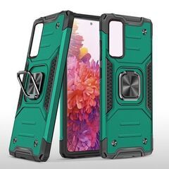 Противоударный чехол для Huawei P Smart 2021/ Huawei Y7a зеленый с пластиной для магнитного автодержателя и кольцом подставкой