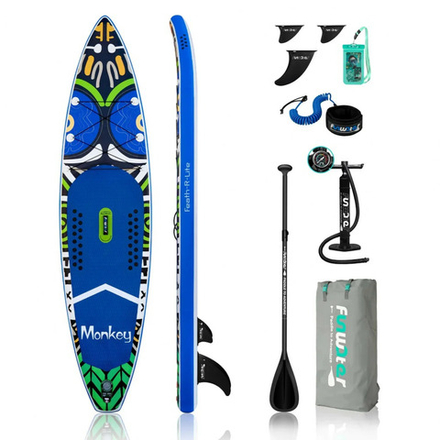 Сапборд FUNWATER Monkey 350*83*15 (3 плавника, весло, рюкзак, насос, ремкомплект, лиш) двухслойный