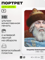 Портрет для школы в кабинет истории "Владимир Всеволодович Мономах", стенд школьный для класса, деятели науки для оформления классного уголка, 40х30 см, Silver Plane x Айдентика Технолоджи