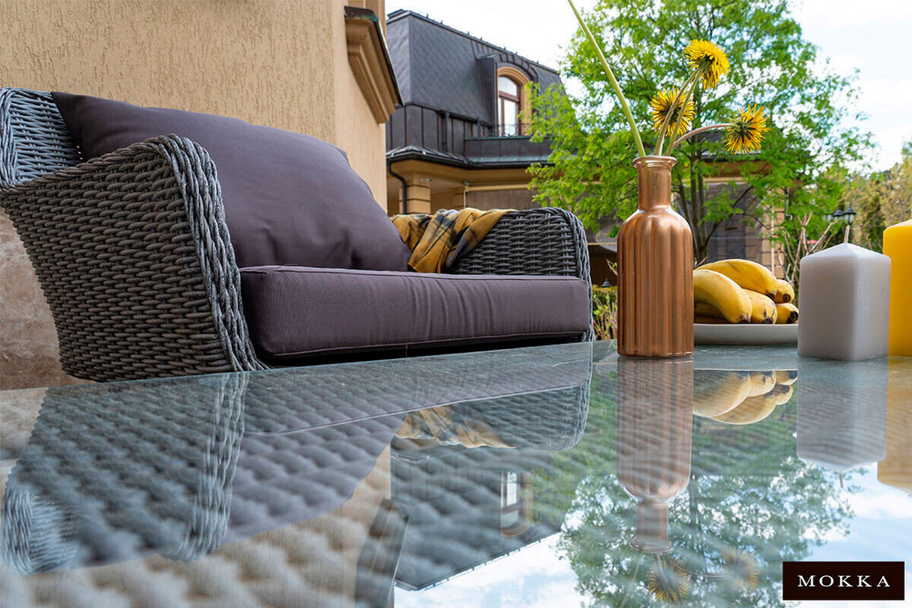 Комплект плетеной мебели MOKKA RIMINI (стол кофейный, 2 кресла, диван 3 х-местный), серо-коричневый