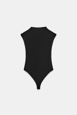 ZARA ФУТБОЛКА С ДЛИННЫМИ РУКАВАМИ И ЗАКЛЕПКАМИ, ЧЕРНЫЙ