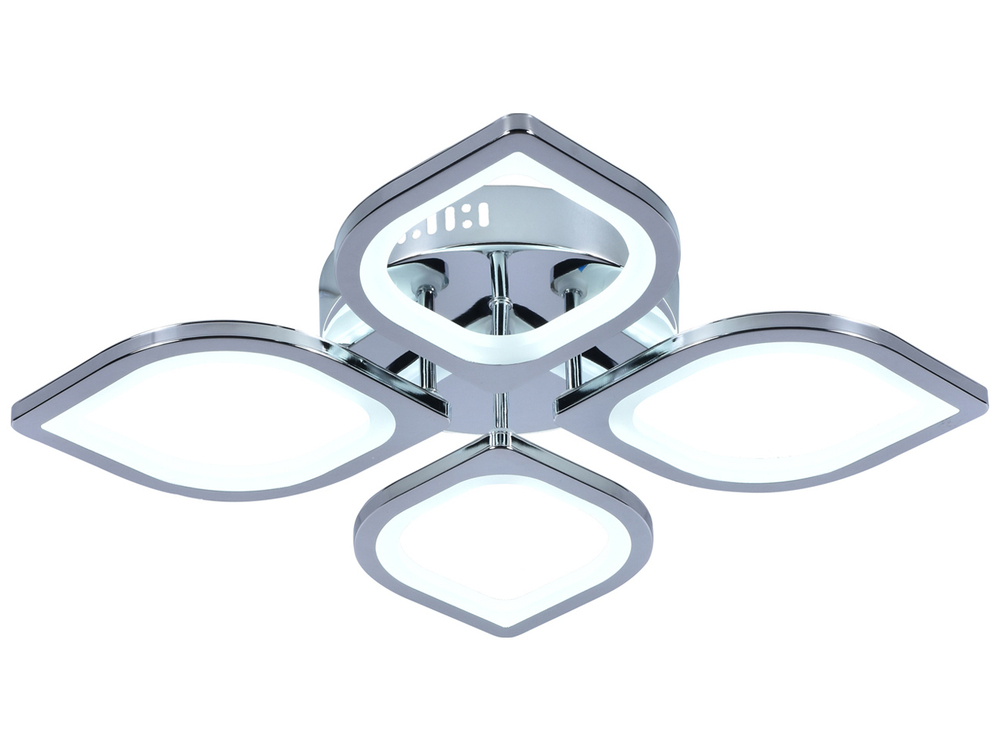 Светодиодный светильник 80Вт, 6400Лм, 3000К-6500К,Ra>80, ИК-пульт, плавная регулировка мощности, изменение цветовой температуры, ночник, металл/акрил, хром/матовый