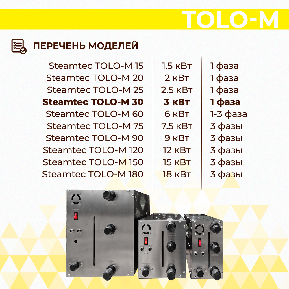 Steamtec TOLO М 30 - 3 кВт, парогенератор для хамама и турецкой бани, бюджетная серия