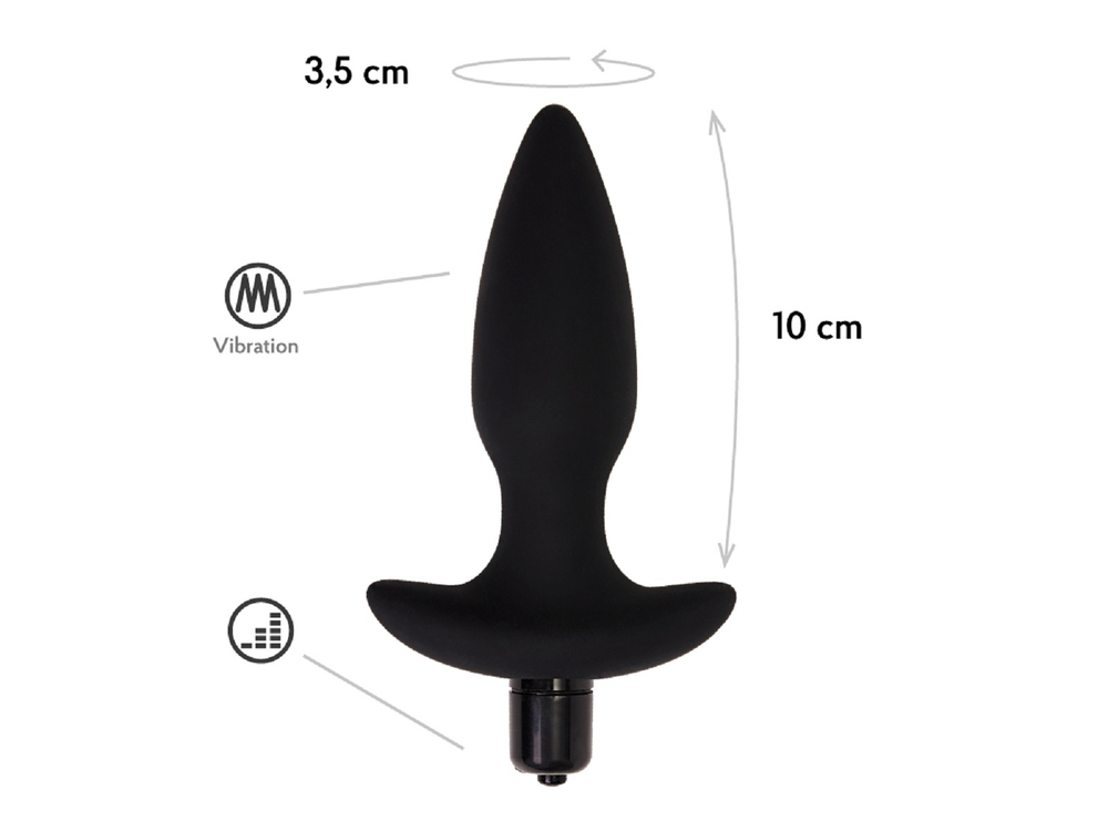 Анальная пробка с вибрацией Hati черная 14,5 см