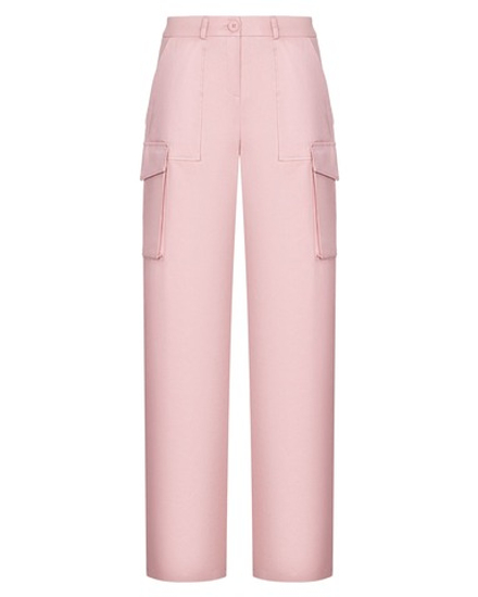 Брюки карго из крепа с накладными карманами, пудровый