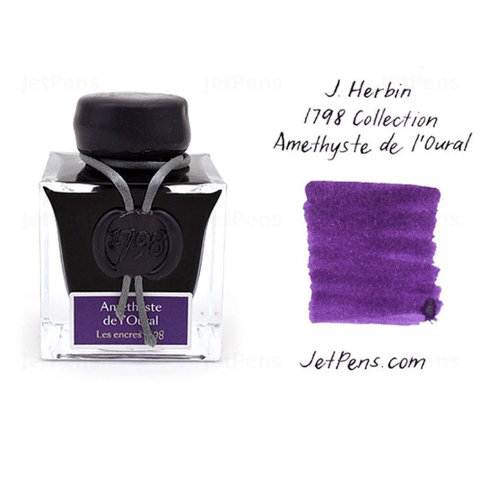 Чернила во флаконе Herbin Prestige 1798 50 мл Amethyste de l'Oural фиолетовые с серебряными блестками (15579JT) 3
