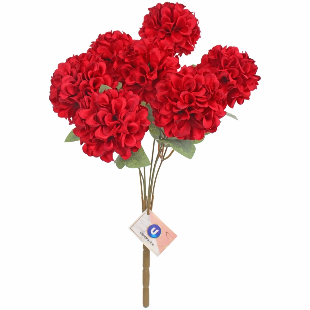 Искусственные цветы «Букет гортензий» 41см 7 цветков красные