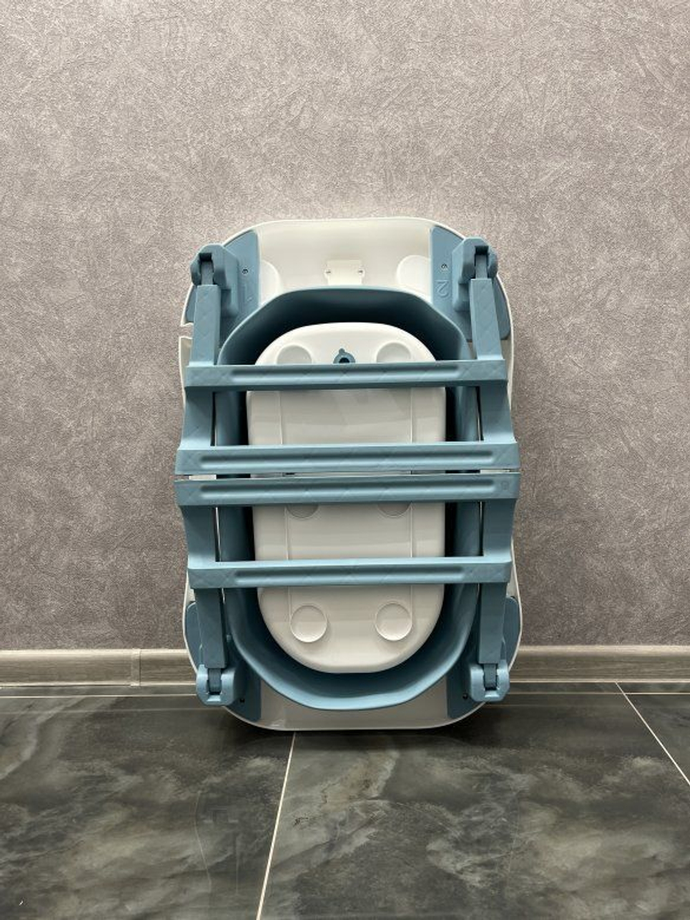 Детская ванна Luxmom складная со сливом и термометром (синий)