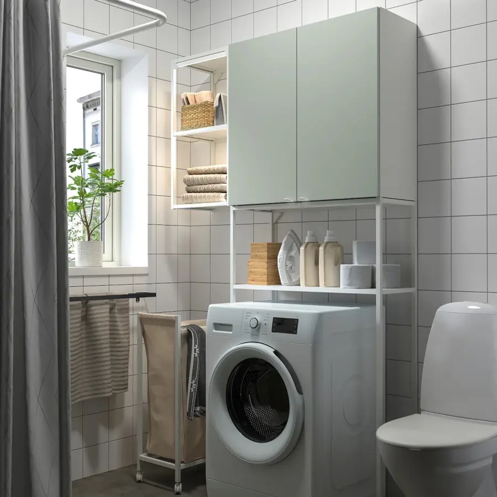 Комбинация для ванной - IKEA ENHET, 120х32х204 см, белый/светло-зеленый, ЭНХЕТ ИКЕА