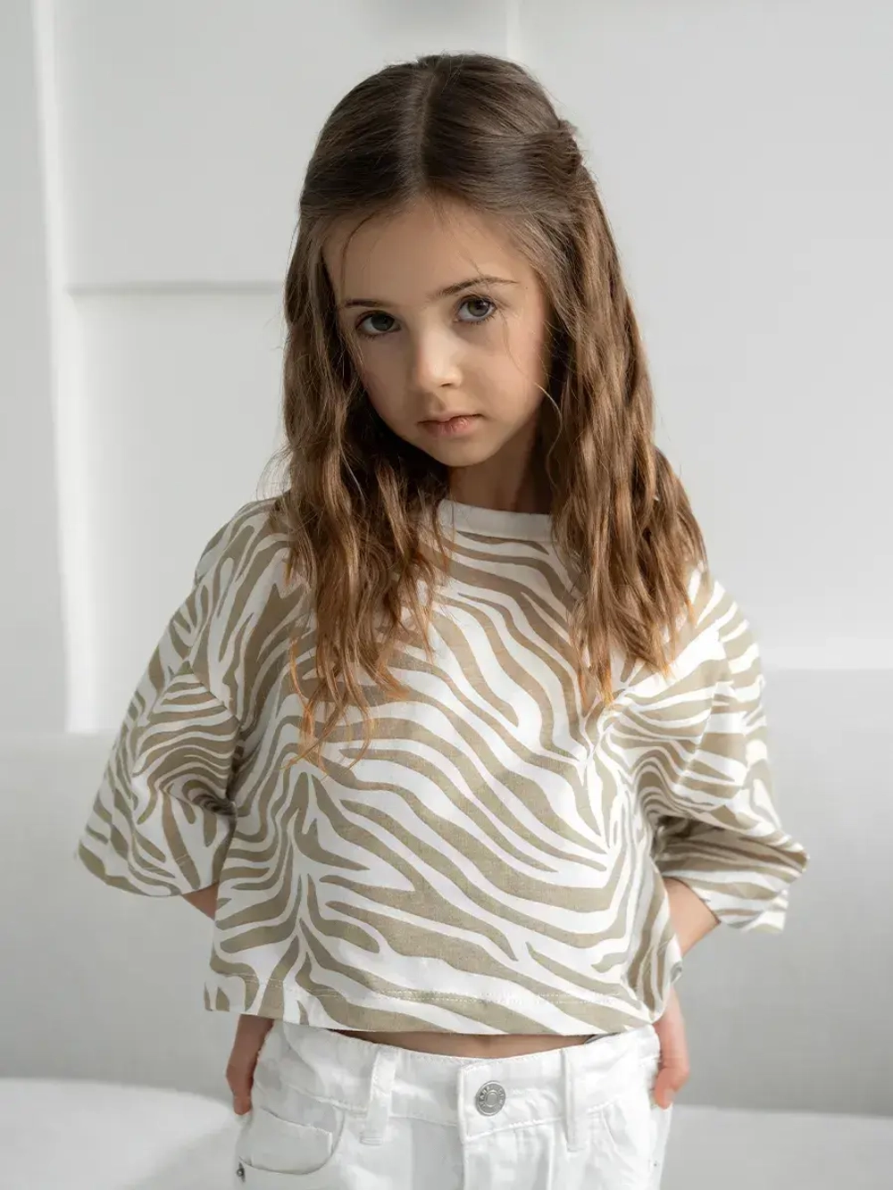 Футболка детская оверсайз укороченная базовая