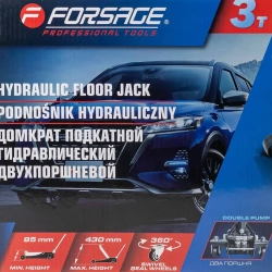 Домкрат подкатной гидравлический двухпоршневой 3т (h min 85мм, h max 430мм) Forsage F-T830018 HT