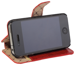 iPhone 4/4s Кожаный чехол-книжка Bouletta (Портмоне) Красный-К4