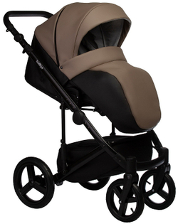 Детская коляска Indigo Tour Eco 3 в 1 с автокреслом Avionaut Cosmo Te04 черная кожа+т.бежевая кожа
