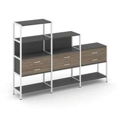 Shelf System Трехсекционный стеллаж четырех/трех/двухярусный с ящиками SN.STM-431 Антрацит/Вяз Благо