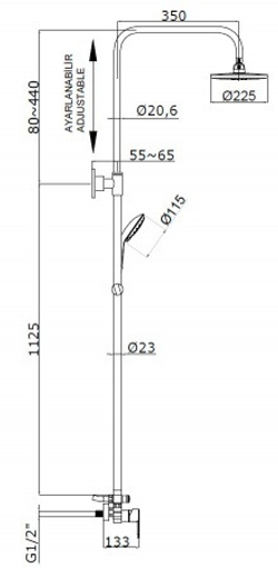 Душевая система AZARIO TEVIS со смесителем для душа, хром (AZ-15780161)