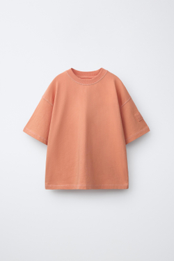 ZARA ФУТБОЛКА GARMENT DYE, ОРАНЖЕВЫЙ