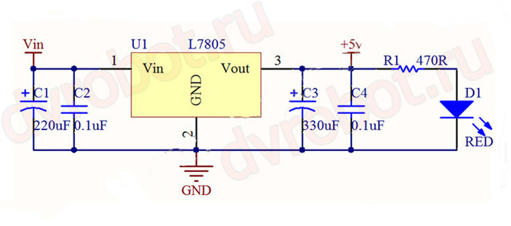 Понижающий L7805 - DIY