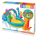 Детский надувной бассейн Intex 57135 с горкой, объём 300 л, зелёный