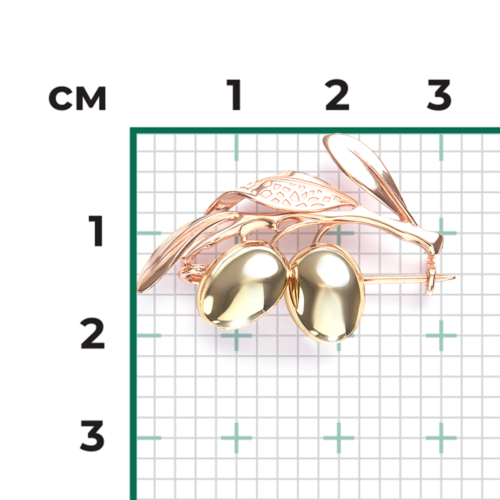 Брошь «Оливки» из комбинированного золота