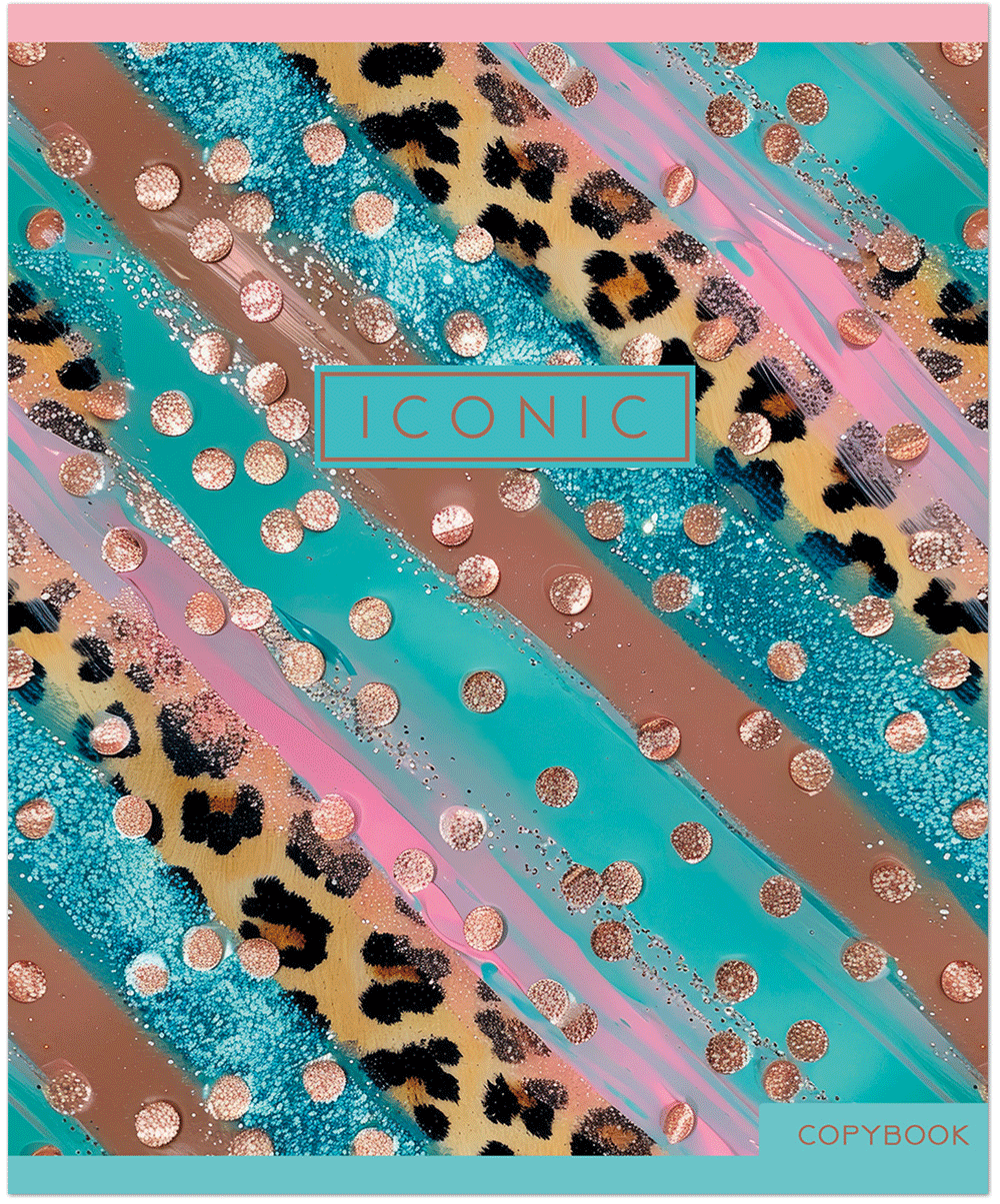 Тетрадь общая 48 л., PASTEL GOLD LEOPARD, обложка-мелов.картон+сплошной УФ-лак, скрепка