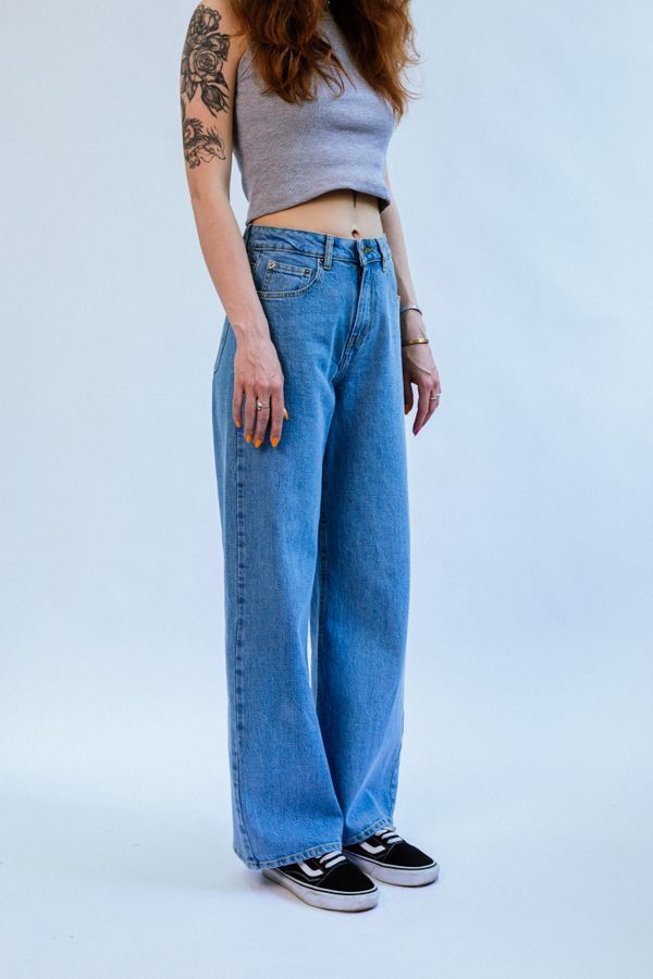 Джинсы Широкие 2360 Palazzo женские голубые - фото 3