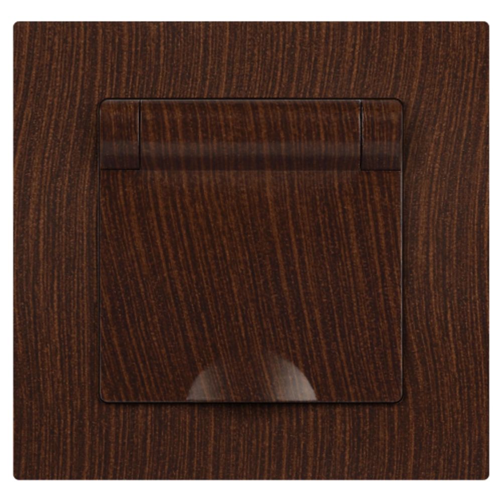 Розетка Intro Accent 6-203-10 с заземлением 2P+E Schuko с крышкой 16А-250В IP20 СУ AL/CU венге