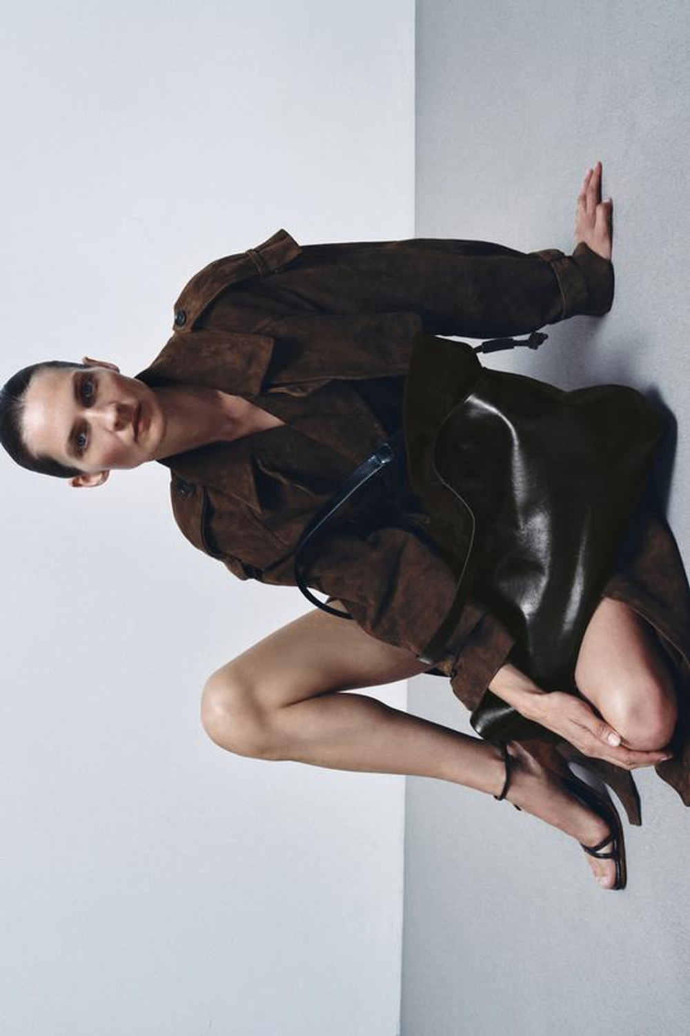 ZARA КОЖАНАЯ СУМКА-ШОПЕР MAXI LIMITED EDITION, ШОКОЛАДНЫЙ