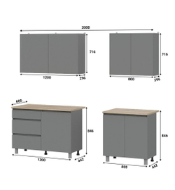 Кухонный гарнитур Den 1,6м Графит серый/Дуб Сонома