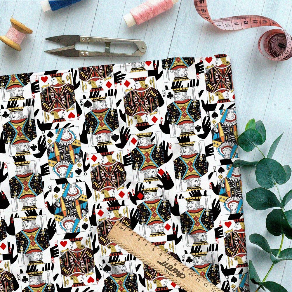 Ткань саржа пёстрые игральные карты