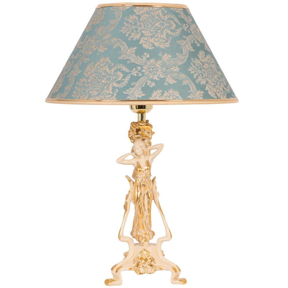 Настольная лампа Флора Айвори с абажуром №38 Vatican (Ватикан) Аквамарин