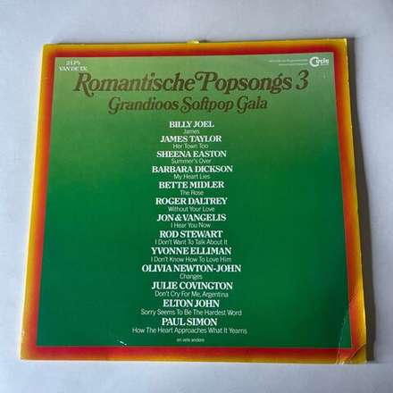 Винтажная виниловая пластинка LP Сборник Romantische Popsongs 3 (Нидерланды 1982) (Elton John, Billy Joel, Paul Simon и другие)