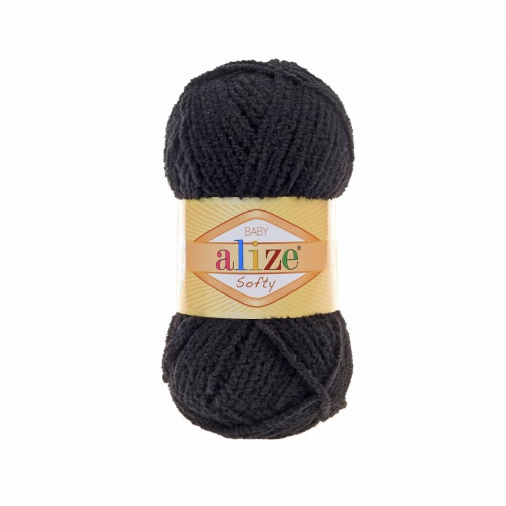 ALIZE &quot;SOFTY&quot; 100% Микрополиэстер, 50 гр., 115 м, Черный