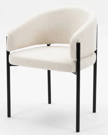 Стул НИКОЛЬ цвет REEF 01 Молочный, ткань/ черный каркас