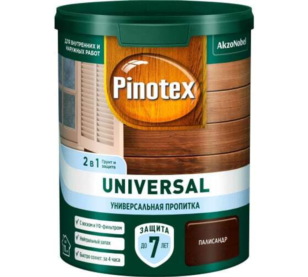 Пропитка защитная для дерева Pinotex Universal 2 в 1 палисандр 0,9 л