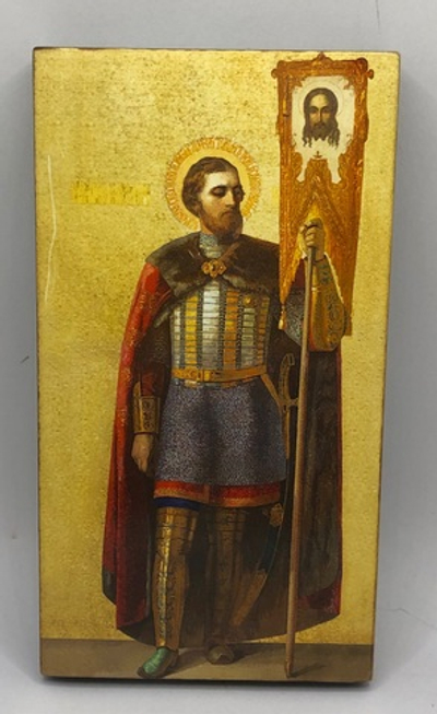 Благоверный Князь Александр Невский икона на левкасе 13х7