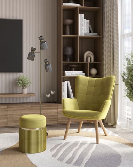 Пуф Миранда с ящиком велюр оливковый