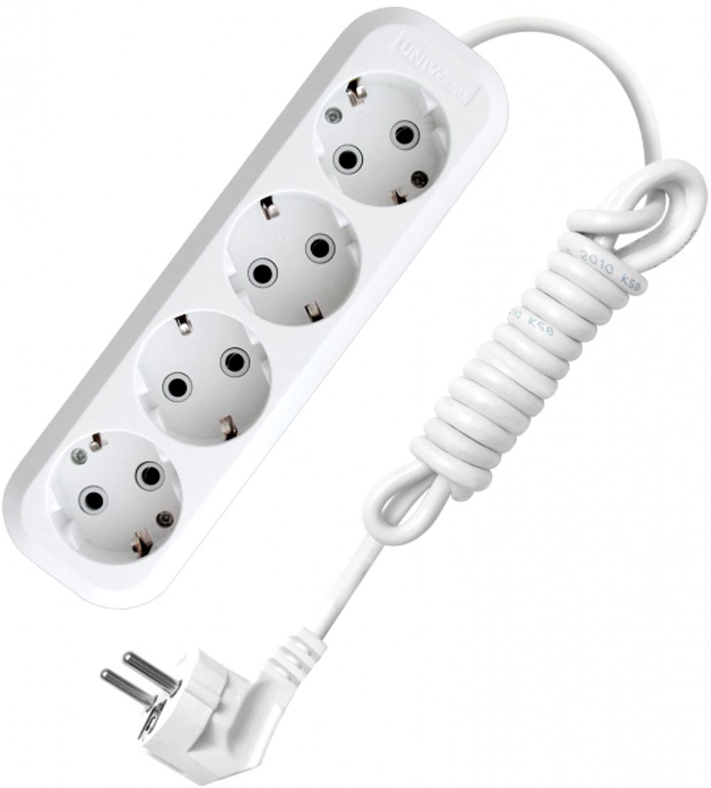 Удлинитель 3м, 4 гнезда, ПВС 3х1, с заземл.конт, Универсал E-304, 16972---