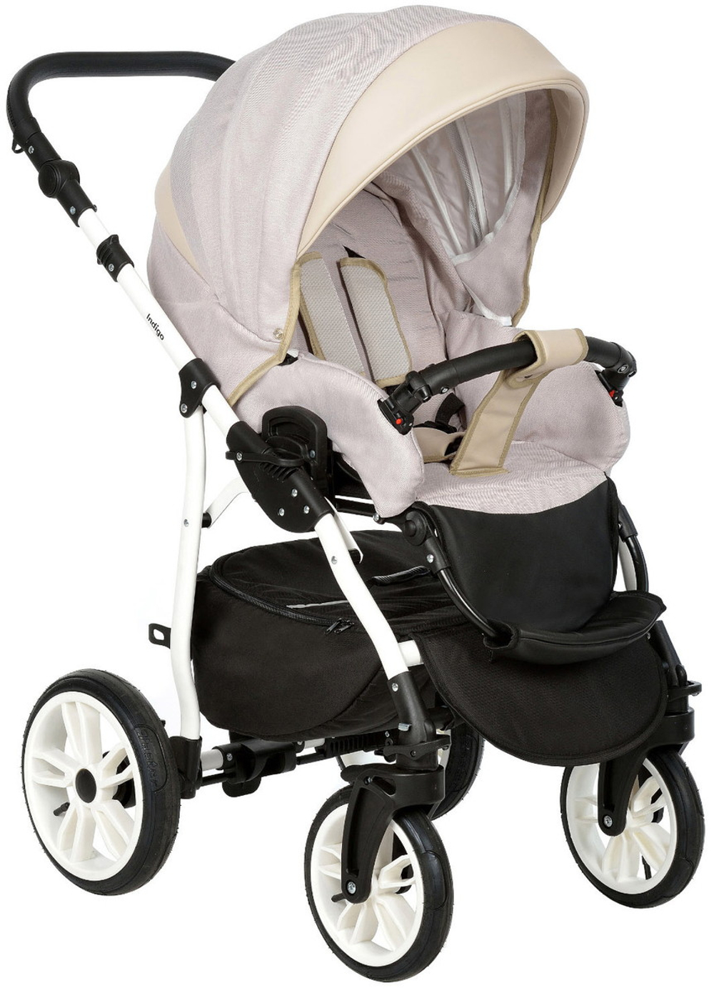 Детская коляска Indigo Indigo New 3 в 1 с автокреслом Avionaut Cosmo Beige In01 бежевый