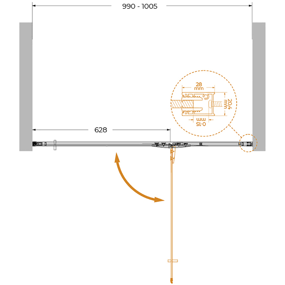 Душевая дверь Cezares Liner 100 R LINER-B-12-100-C-Cr-R профиль Хром стекло прозрачное