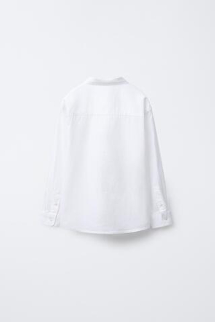 ZARA РУБАШКА ИЗ СМЕСОВОГО ЛЬНА, БЕЛЫЙ